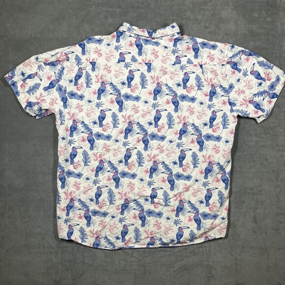 Vtg Tipsy Elves Hawaiian Shirt Men's 2XL White Tropical Toucan Button-Up Beach - Picture 5 of 5